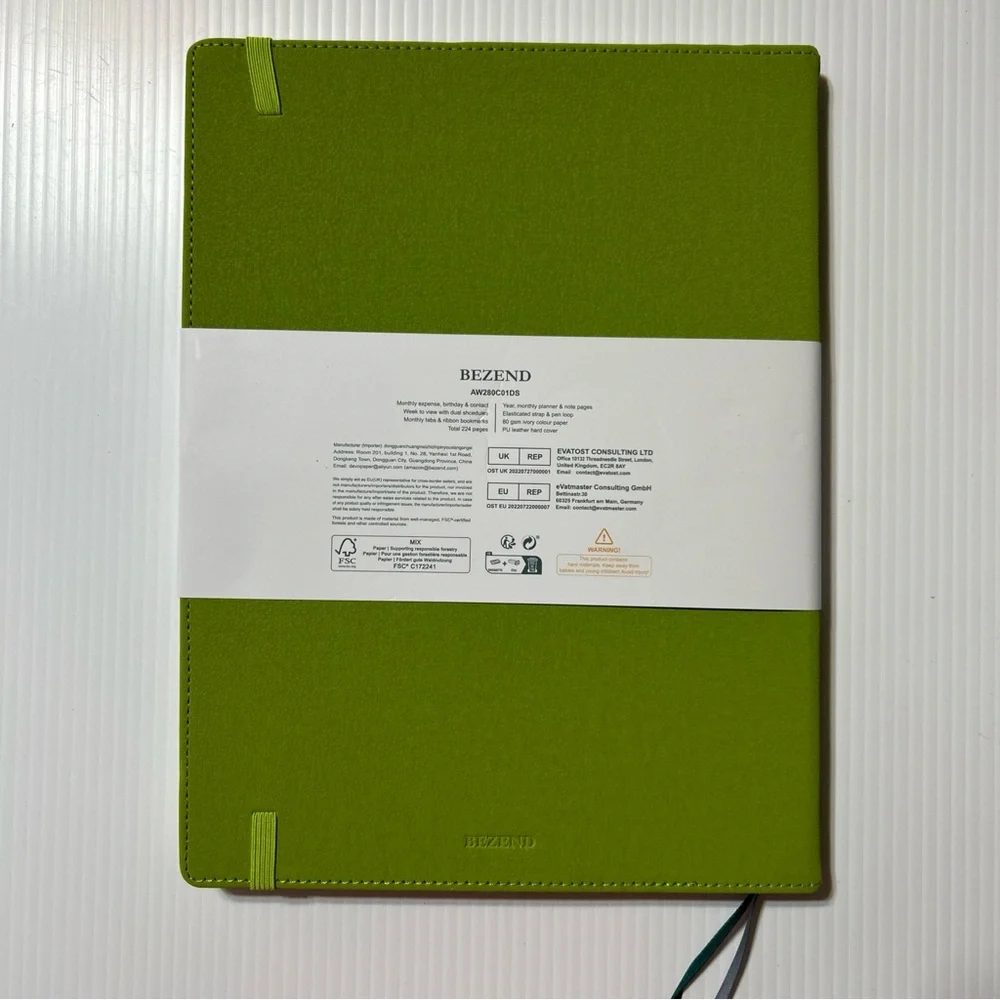 2026 2025 Bezend Planner Calendar NEW Green Letter Size 8.5